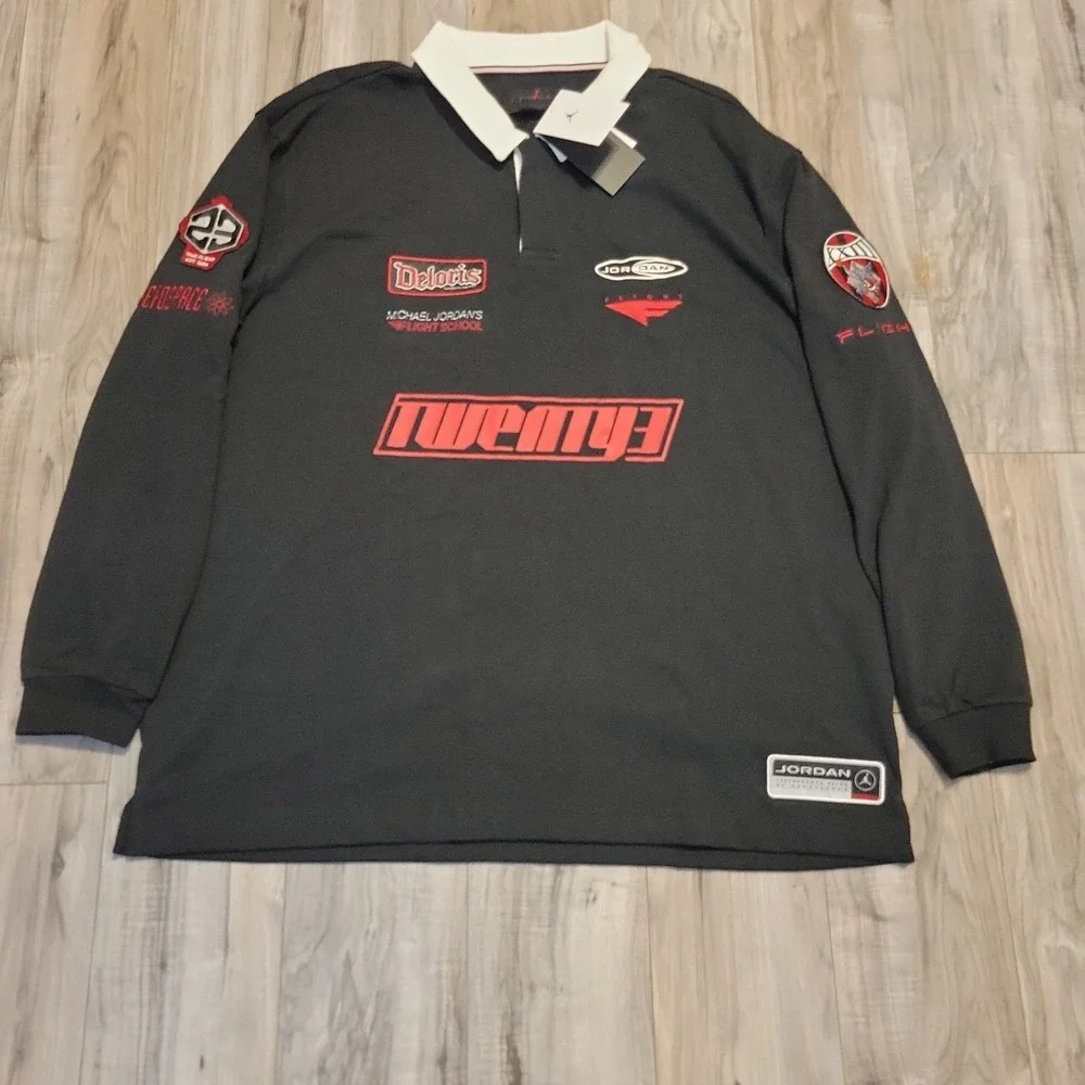 Air Jordan Essentials Rugby Mens XXL Jersey Black Long Sleeve NEW